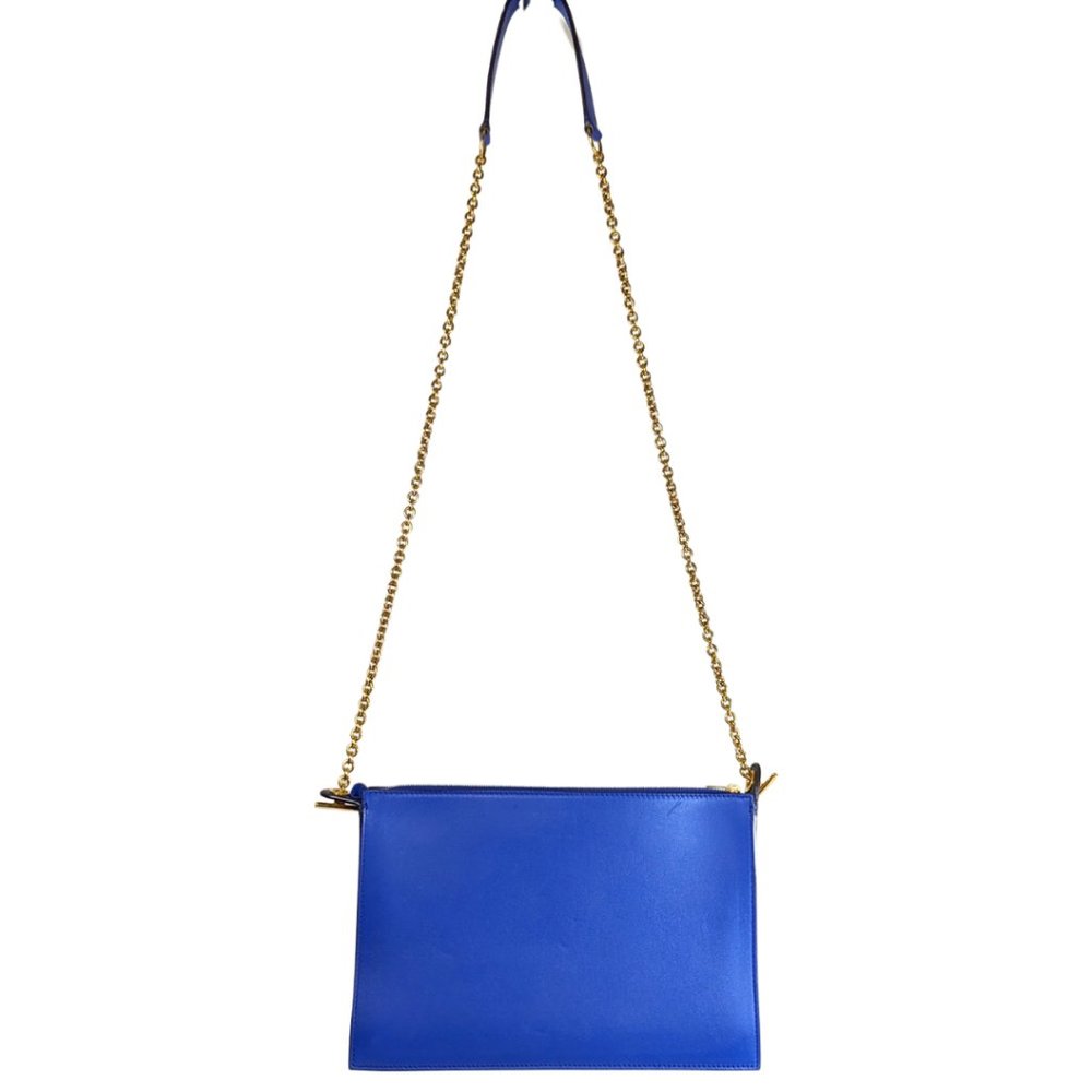 Celine Tri-Color Blue Leather Envelope Pocket Clutch on a Gold Chain - Picture 3 of 14
